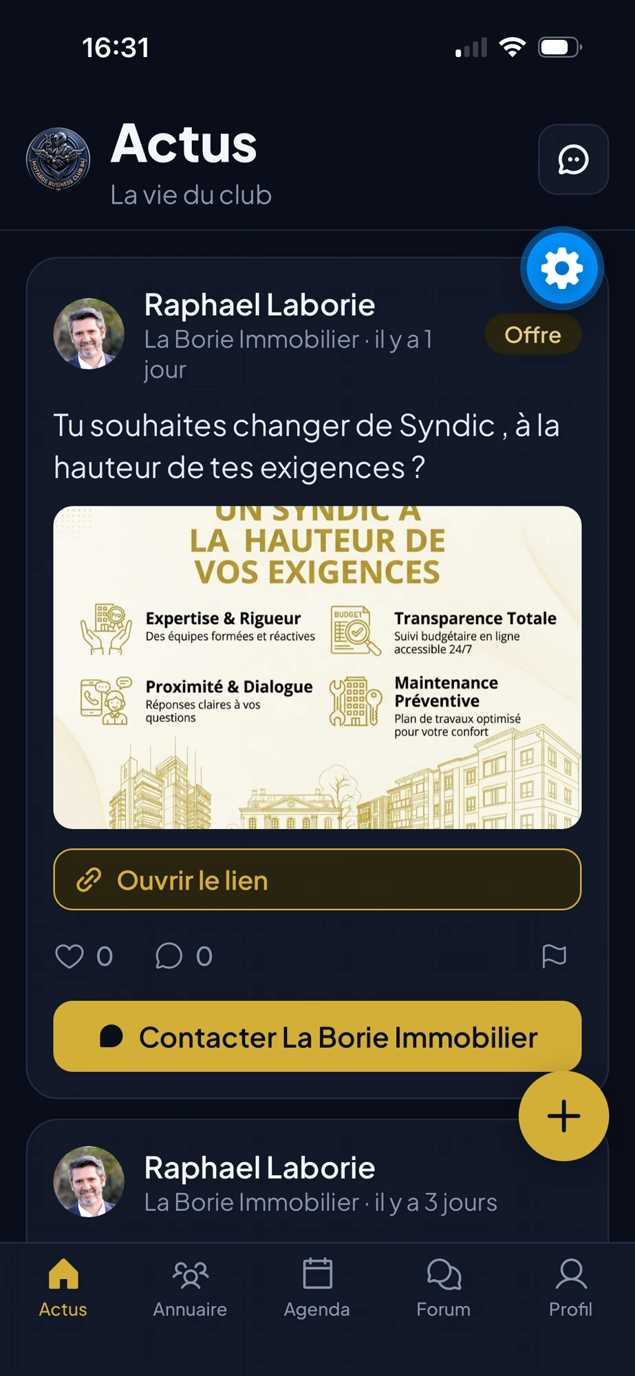 Fil d'actualité de l'application MBC84