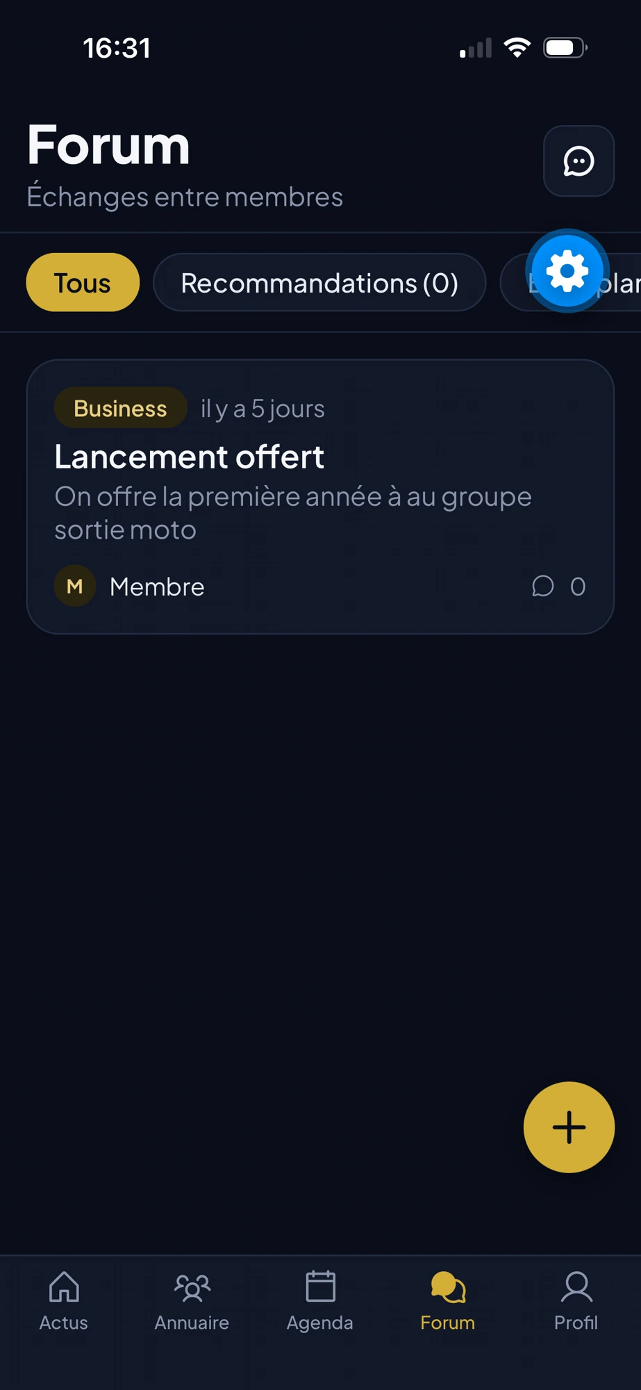 Forum d'échanges entre membres